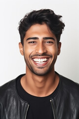 Obraz premium Young man showing teeth while dental smile