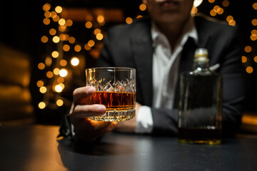 Celebrate whiskey on a friendly party in  restaurant
