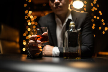 Celebrate whiskey on a friendly party in  restaurant