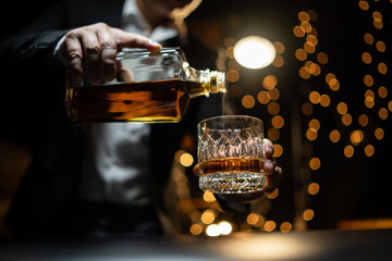 Celebrate whiskey on a friendly party in  restaurant
