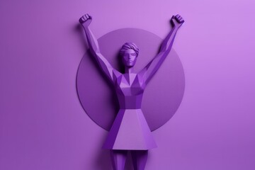purple strong woman icon on purple background
