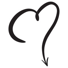 A vector graphic arrow in the shape of a heart pointing downwards. Stylish illustrative graphics for presentation materials, banners and graphics