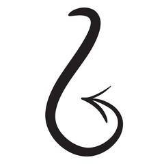 Vector black handwritten arrow similar to a hook. For the design of infographics, banners and other information