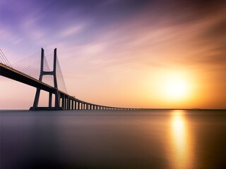 sunset and beautiful bridge