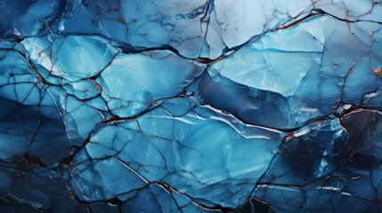 A mesmerizing blend of cool blues and crystalline textures in a close up of an abstract ice formation, capturing the raw beauty of nature's frozen art