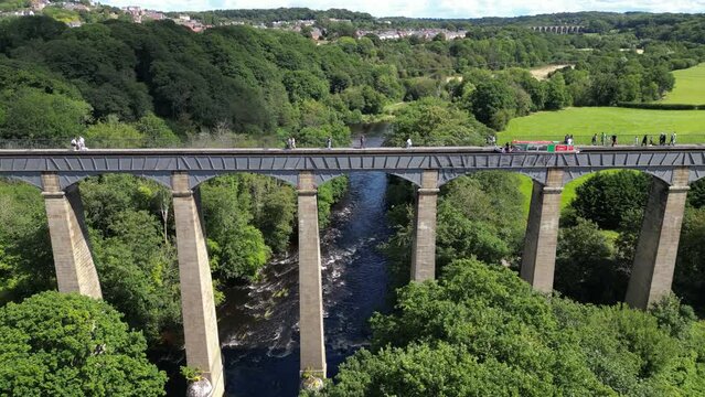 Aerial view of Pontcysyllte Aqueduct in the Vale of Llangollen, Wales, UK