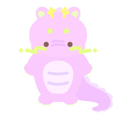 ゆるかわいいピンクの龍イラスト⭐︎PNG