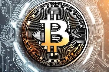 Fototapeta na wymiar illustration bitcoin virtual currency, economy. Virtual Monte born at the end of 2008