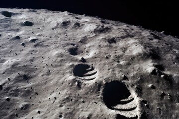 Closeup Of Footsteps Leaving A Footprint On The Moon's Surface - obrazy, fototapety, plakaty