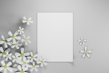 flowers with blank decoration.3d illustration.