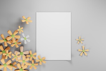 flowers with blank decoration.3d illustration.