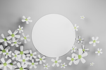 flowers with blank decoration.3d illustration.