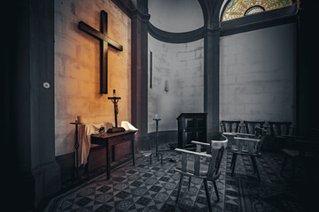 The abandoned morgue with chapel