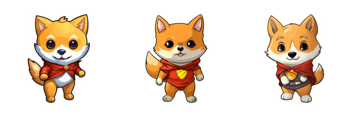 Fototapeta premium Cute super hero dog. Cartoon vector illustration