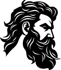 Poseidon silhouette in black color. Vector template for laser cutting wall art.