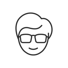 Person with the glasses, linear icon. Line with editable stroke