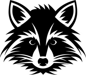 Raccoon silhouette in black color. Vector template for laser cutting wall art.