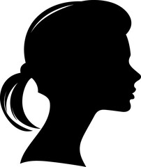 Girl head silhouette icon in black color. Vector template for laser cutting wall art.