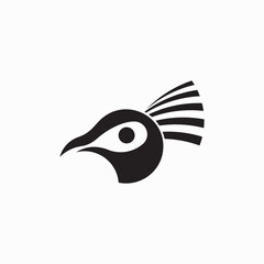 The peacock head logo is modern and minimalist in style