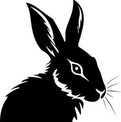 Rabbit silhouette in black color. Vector template for laser cutting wall art.