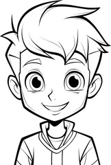 Coloring page for kids little boy silhouette in black color. Vector template for laser cutting wall art.