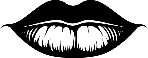 Female lips silhouette icon in black color. Vector template design.