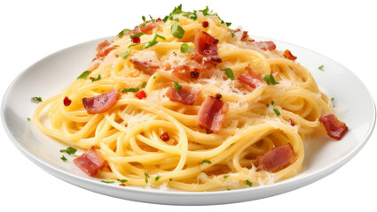 spaqhetti cabonara isolated on transparent background