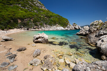 Morski krajobraz, urlop w Grecji, piękna wyspa Korfu