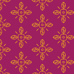 Indian seamless pattern with flowers with dark pink background