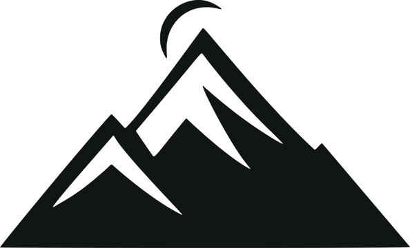 Serene Elevations: Simplistic Mountain Glyphs in Flat Vector Style