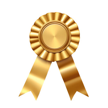 Gold award ribbon isolated on transparent background