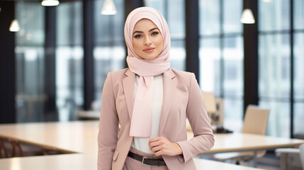 A Muslim businesswoman's portrait.