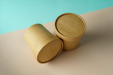 Empty paper Biodegradable cup container for food and soup.