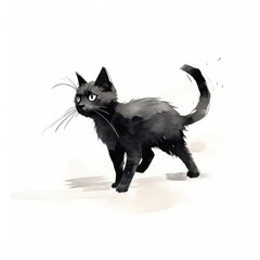 Obraz premium simple drawing of a black cat on white background