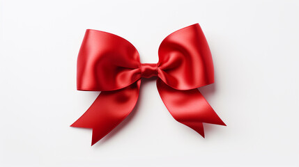 beautiful perfect red ribbon bow on a perfect white background