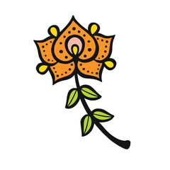 ethnically stylized orange lotus flower