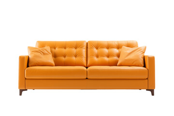 Orange Sofa Isolated on Transparent Background - Modern Home Furnishing, Stylish Living Room Decor, Cozy Seating, Bold Interior Element