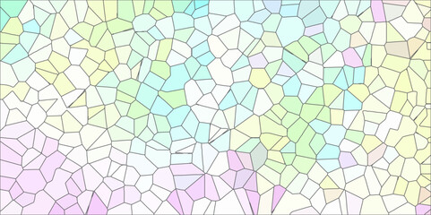 Multicolor Broken Stained Glass Background with White lines. Voronoi diagram background. Seamless pattern shapes vector Vintage Illustration background. Geometric Retro tiles pattern.	
