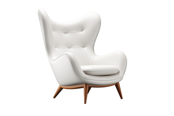 Wingback Chair: Modern High-Back White Armchair with Wooden Legs - Statement Seating, Contemporary Comfort, Stylish Lounge Area, Designer Furniture, Minimalist Home Decor, Elegant Living Space