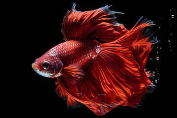 Fototapeta premium red beta fish on black background