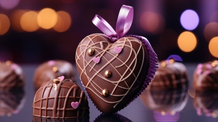 valentines day chocolate eggs on a table with bokeh light