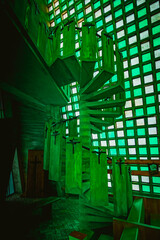 The abandoned green alien church in France.