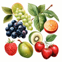 fruit, strawberry, berry, raspberry, cherry, blueberry, red, berries, blackberry, ripe, isolated, currant, sweet, fruits, healthy, nature, fresh, black, cranberry, vector, diet, set, juicy, summer