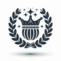 Vector laurel wreathwith royal crown emblem isolated on white background 