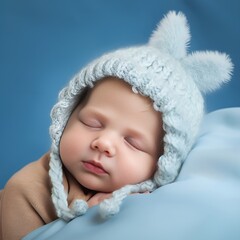 Slumber in Blue: A Newborn's Peaceful Dream