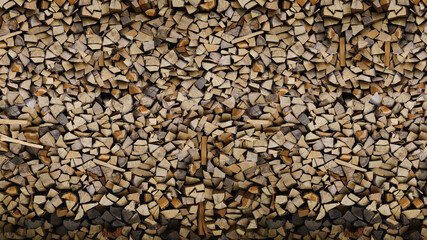 Texture of natural chopped hardwood firewood for heating