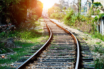 Straight railway line for train