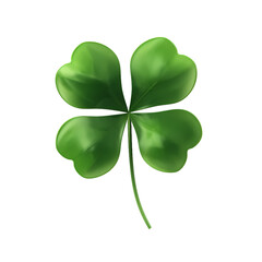 Green four leaf clover, clover isolated on transparent background