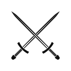 Fotobehang Crossed sword icon design vector flat isolated illustration © ratna