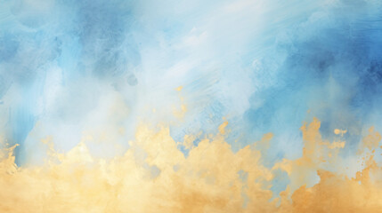 Gold and blue watercolor texture. Pastel background